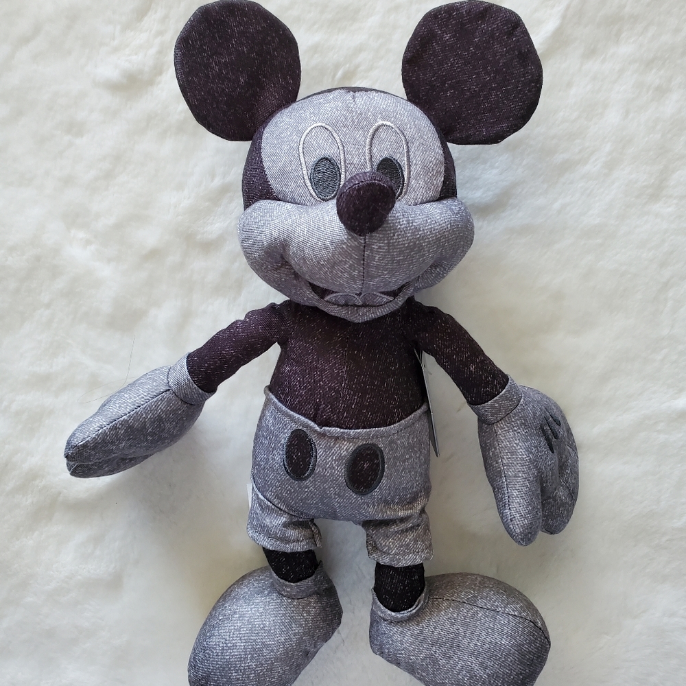 Disney Parks Mickey Mouse Black and White Plush (Grey Denim exclusive)